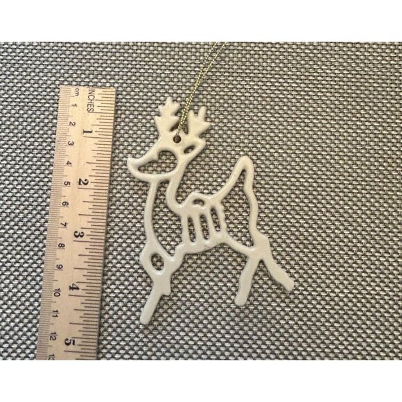 Vintage Lenox Porcelain Pierced Reindeer Ornament Gold Tassel Collectible - Picture 3 of 4
